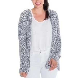 Woven Heart Eyelash Hooded Cardigan Sweater NWT